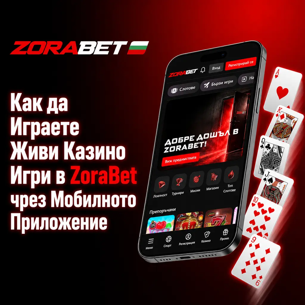 Играене на живи казино игри в ZoraBet чрез мобилното приложение за iOS и Android