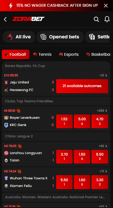 zorabet mobile screenshot 2